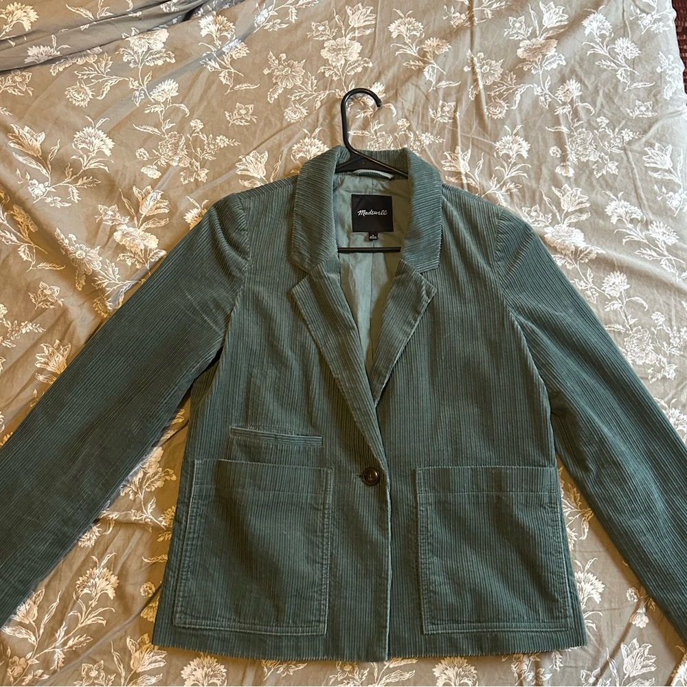 Madewell blue suede blazer, size small